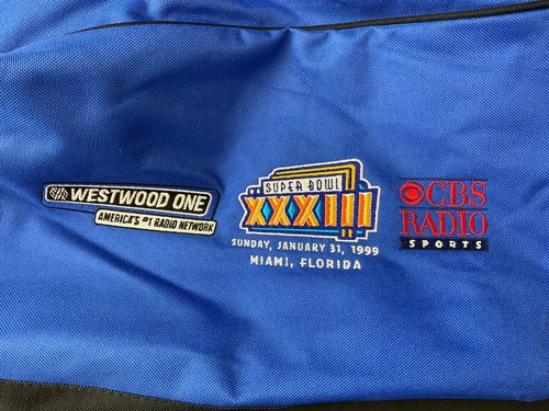 1999 Super Bowl XXXIII Large Blue Duffel Bag NFL CBS Radio & Westwood One VTG! - Picture 2 of 3