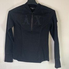 Armani Exchange Black 1/4 Zip Long Sleeve Pullover Sweater Womens Size S