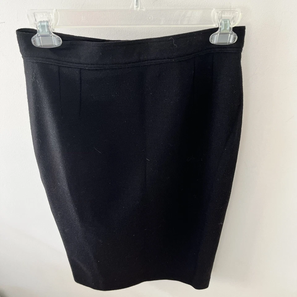 Vintage Roma FENDI 365 Contir Black Pencil Skirt Sz 42 Medium Wool Knee Length