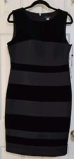 NWT Tommy Hilfiger Black Velvet Striped Sleeveless Pencil Dress. Size.12 