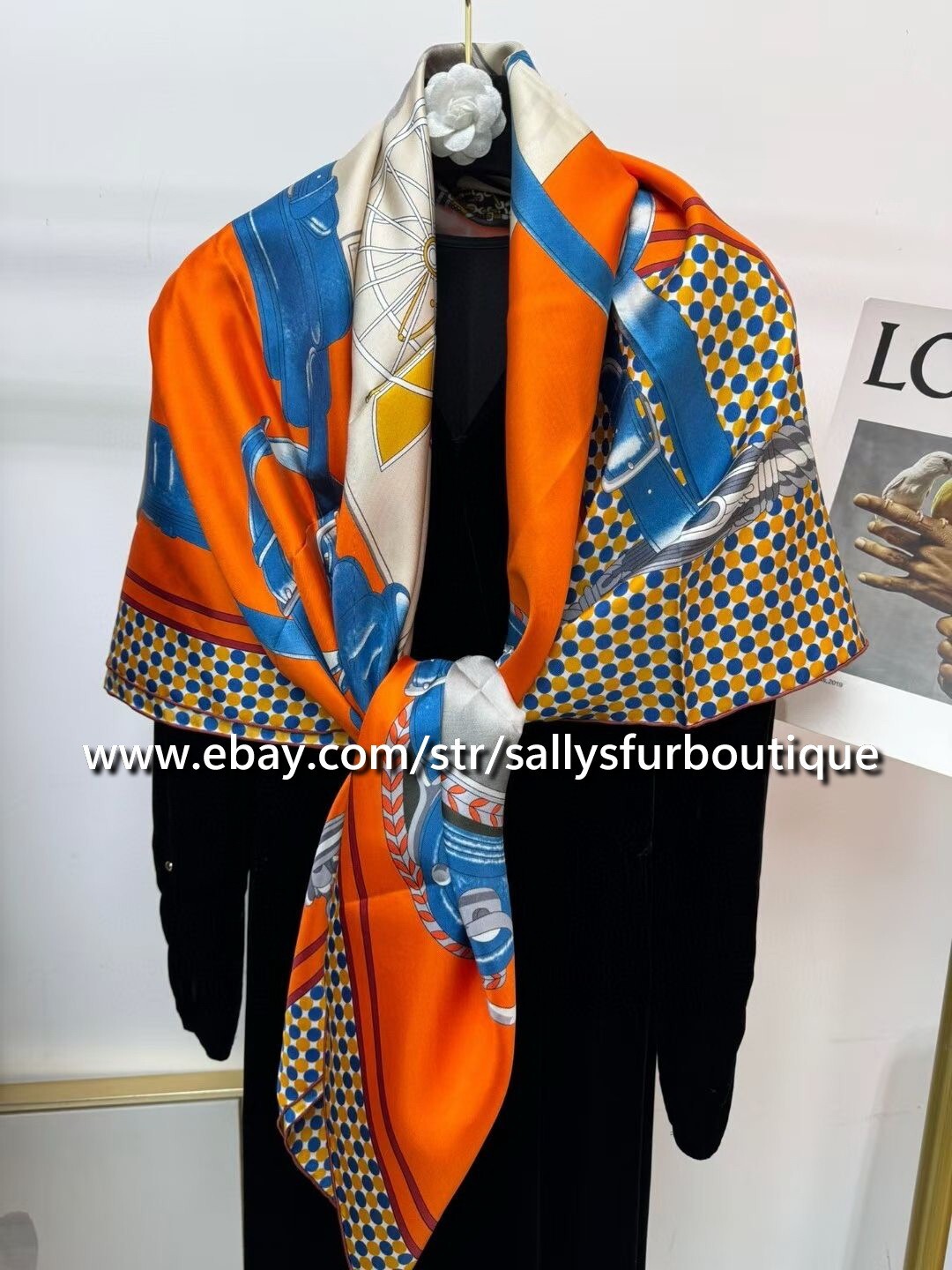 Sallys 16 Momme Twill Silk Wrap Scarf Stole Horse Print Square Shawl Hijab 53