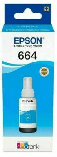 Original Epson 664 Cyan  Ecotank Ink Bottles For ET-2500 ET-2600 ET-2550 T6642 - Afbeelding 1 van 1