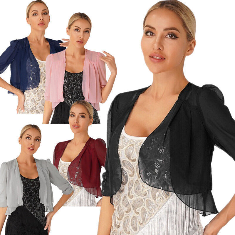 Formal For Dresses Women's Loose Shrugs Womens Elegant Ruffle Bolero  Shrug Jacket Half Sleeve Double-Layer Chiffon Cropped Cardigan Evening  Wedding Party Dress Shawl AliExpress 200000345