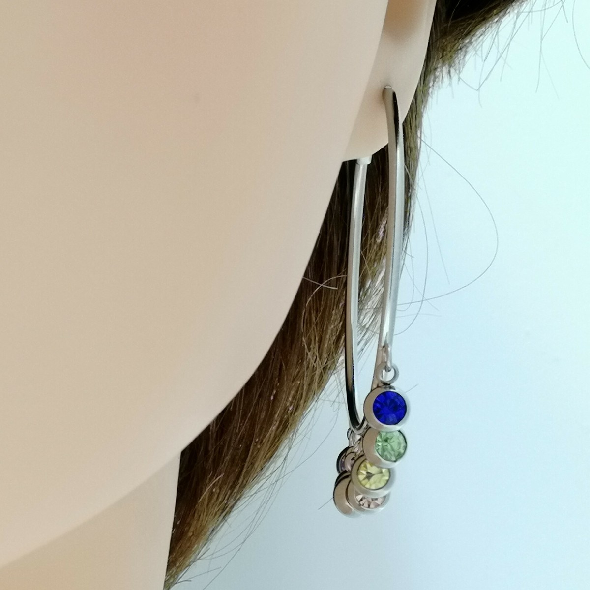 Sparkling Pop Orecchini A Cerchio Con Ciondolo Fulmine E Cristalli Colorati - Idea Regalo Con Confezione