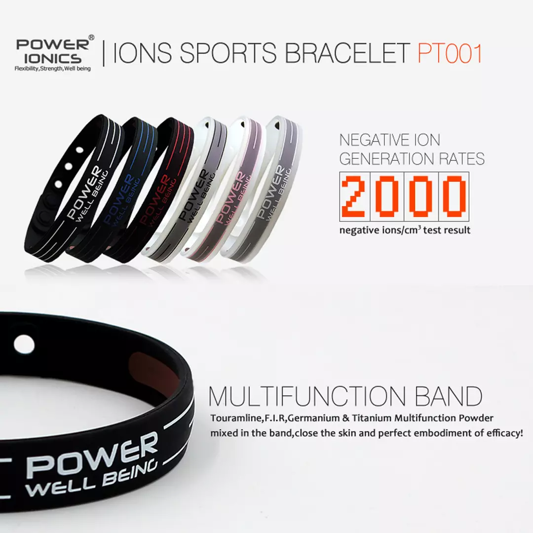 Magnetic Energy Bracelet - Negative Ion Balance Power (Black) 