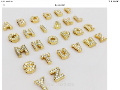 14mm Initiale A-Z Zahl Gold Slide Charm 10mm in Durchmesser 1-10 Strass