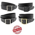 Police Duty Belt 1.5" Top Grain Leather Garrison Belt Basketweave Plain USA Made