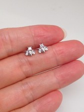 TINY CZ Bumble Bee Stud Earrings Sterling Silver 925 Dainty Studs 6mm