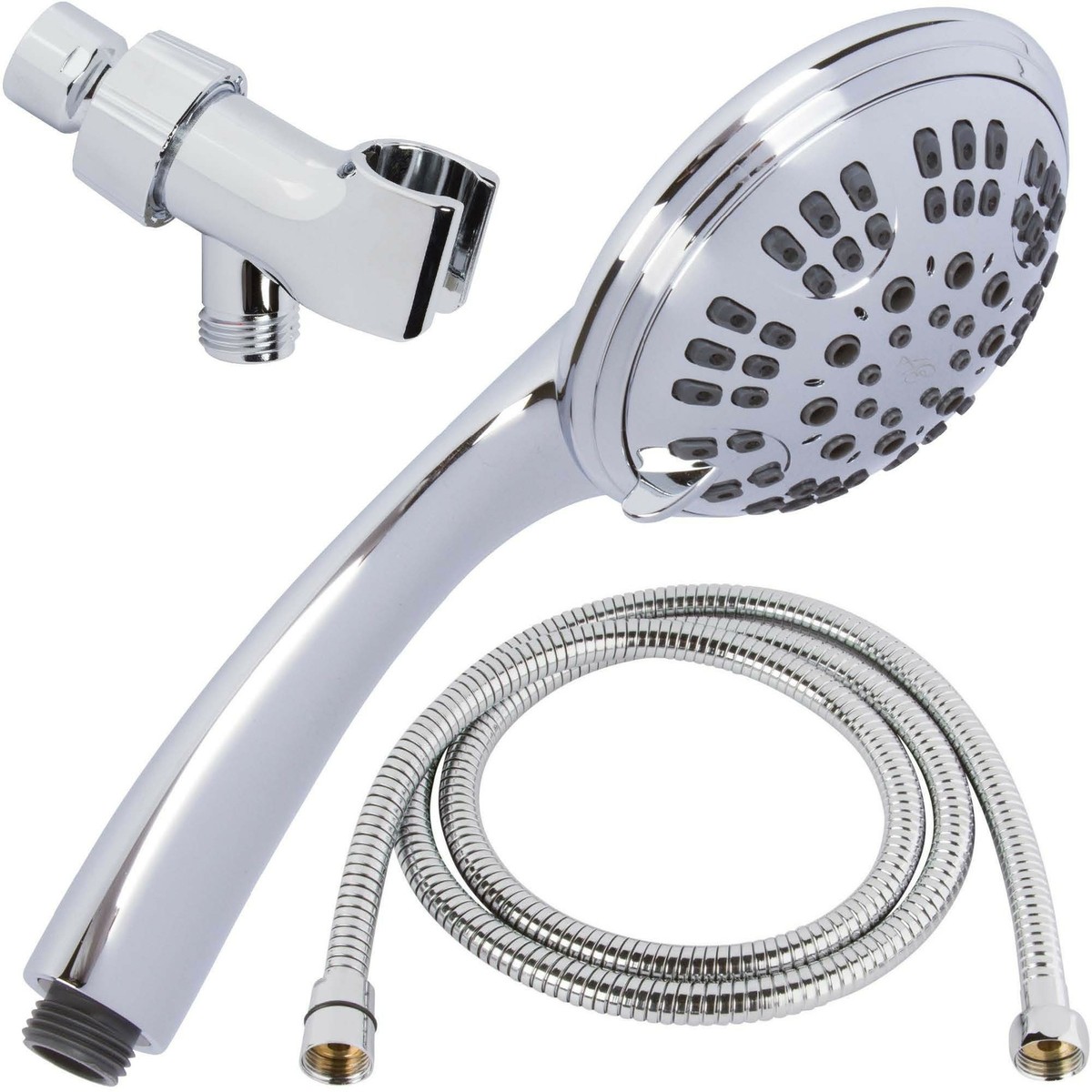 6-Function Adjustable Luxury Shower Head – High Pressure Boosting, Wall Mount, Self-Cleaning Nozzles For Low Flow Showers (Chrome)