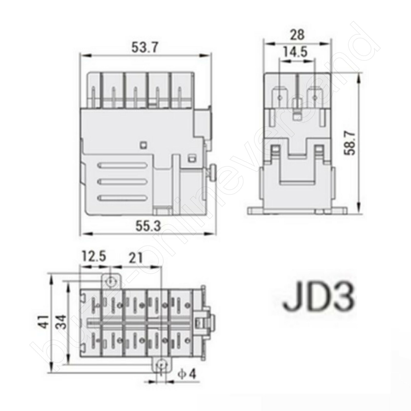 Motorschütz (Relais) JD3 mit 4 Schließer 230V 50Hz, 9,99