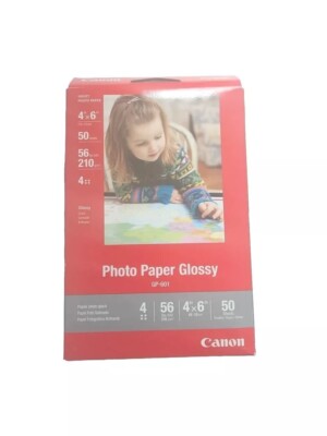 Canon Plus Glossy II GP-601 Inkjet Printer 4x6 Photo Paper 50 Sheet Pack NEW