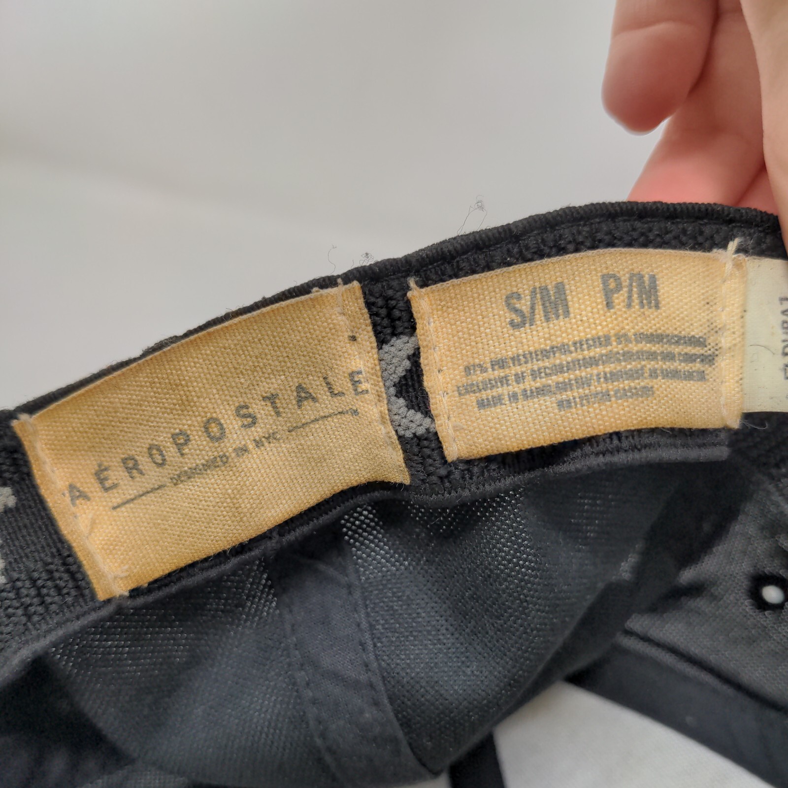 A87 Fitted Hat Black Small/Medium Embroidered Fle… - image 8