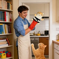 22 53cm Karate Cat Puppet, Cat Wrestling Puppet, Karate Cat Toy, Cat Teaser Toy