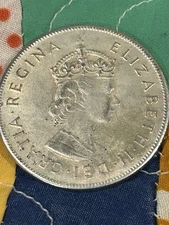1959 BERMUDA British Colony Elizabeth II LARGE Boats Silver 1 Crown Coin