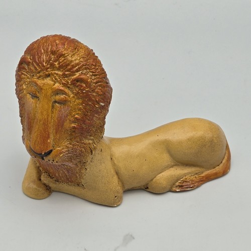 Retro Chalk Ware Lion Figurine Closed Eyes 5" Vintage Mid Century Kitschy 70s - Picture 7 of 16