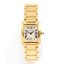 LADIES CARTIER TANK FRANCAISE 2385 QUARTZ WRISTWATCH 18K YELLOW GOLD BOX