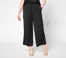 nicole by Nicole Miller Women's Petite Pants PM Charmeuse Pull-On Black A689895