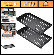 "2PCS 1U Vented Server Rack Shelf - 19" Cantilever Tray for Network Equipment, 5