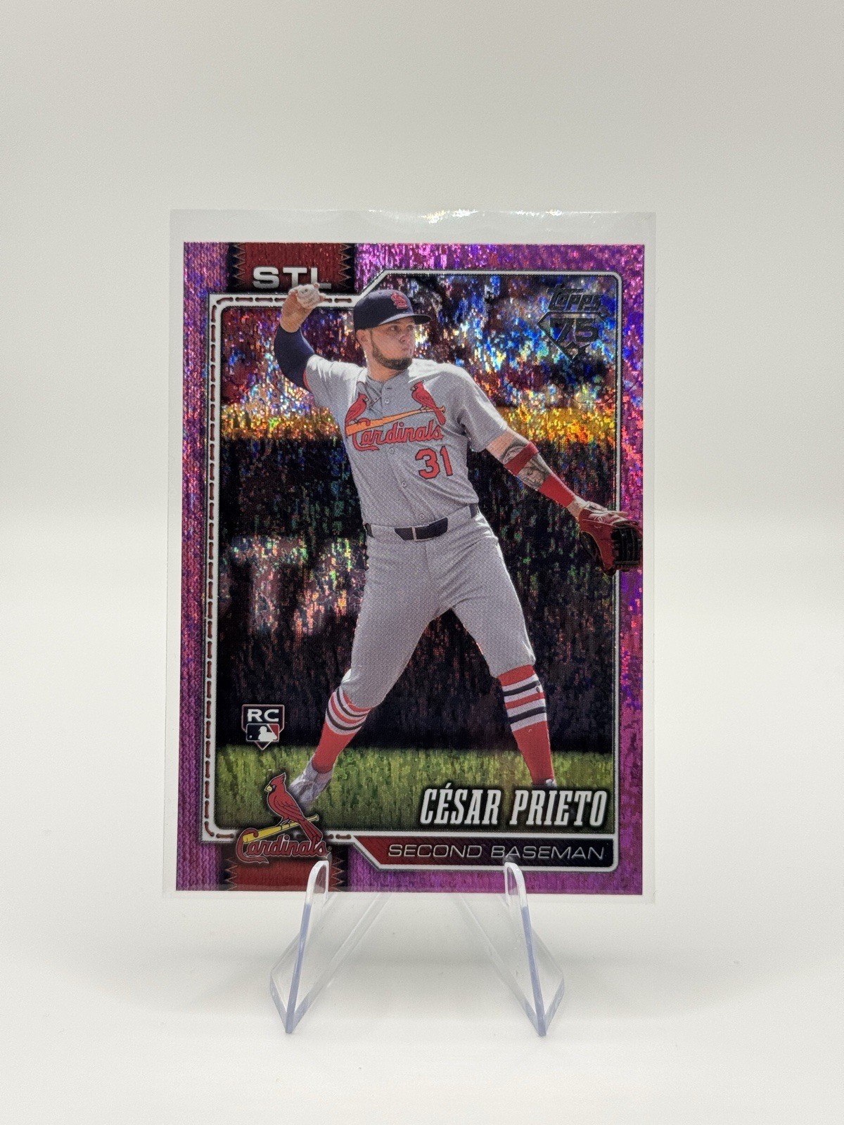 2026 Topps Series 1- Cesar Prieto RC- Pink Sandglitter Foil