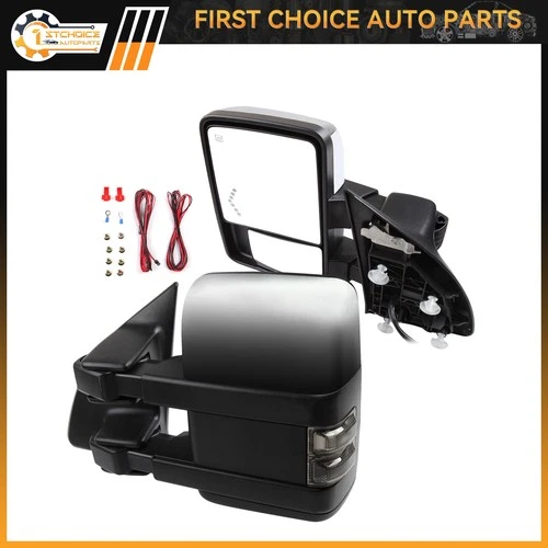 Mirrors For 1999-2007 Ford F250 Power Heated Chrome Clearance Arrow Turn Light