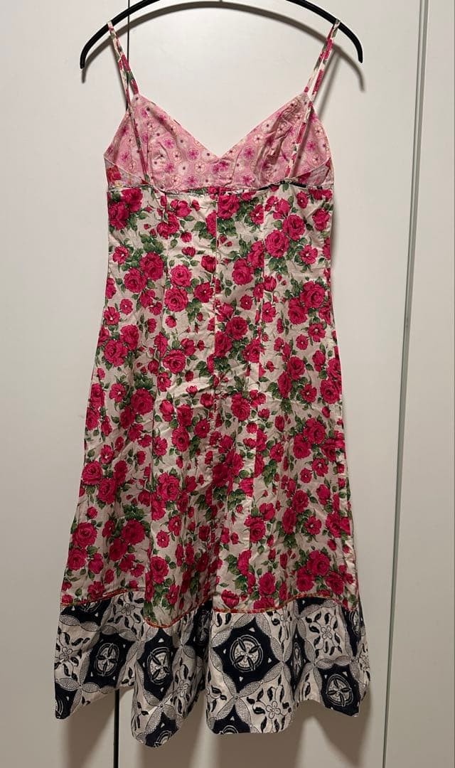DOSA Floral Batik Slip Dress Size M Orange Cotton Camisole Japan Rare Used image 2
