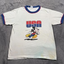 Vintage Disney T-Shirt Mens Small Running Mickey Mouse Ringer USA Single Stitch