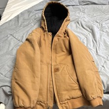 Carhartt Men's Brown Hooded Bomber Jacket Fits Like S