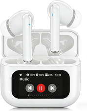 Bluetooth Earbuds with LED Touchsceen, IPX7 Waterproof Wireless Earphones, Hi-Fi