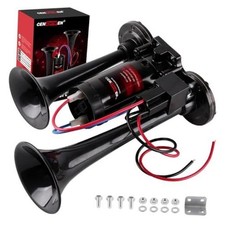 Universal 12V Air Horn Kit for Car/Truck with All-in-One Black without button