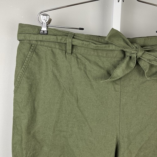Ann Taylor LOFT Outlet Crop Pants Womens XL Green Wide Leg Lounge Linen Cotton - Picture 3 of 7
