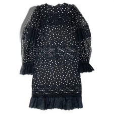 50e8 Dolce & Gabbana Lace Contrast Star Print Dress Sheer One Piece Used AYAN-0