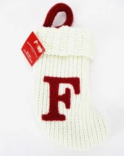 Letter F Knit Monogram Mini Stocking White Wondershop Xmas Holiday Target 8"