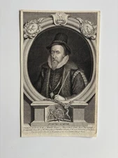Antique Engraving – Thomas Sackville, 1st Earl of Dorset – Lord High Treasurer 