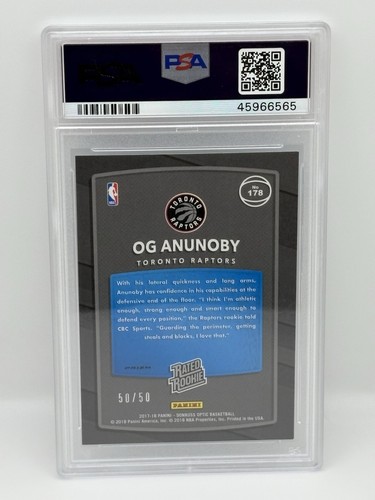 2017 Panini Optic Rated Rookie Fast Break Blue /50 PSA 10 OG Anunoby - Picture 2 of 2