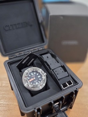 Citizen Men's Sea Calendar Eco-Drive Black Polyurethane Watch 48 MM BJ8050-08E