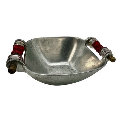 Vintage Cast Aluminum Ice Bucket With Glass Beaded Handles. 8 With Handles.