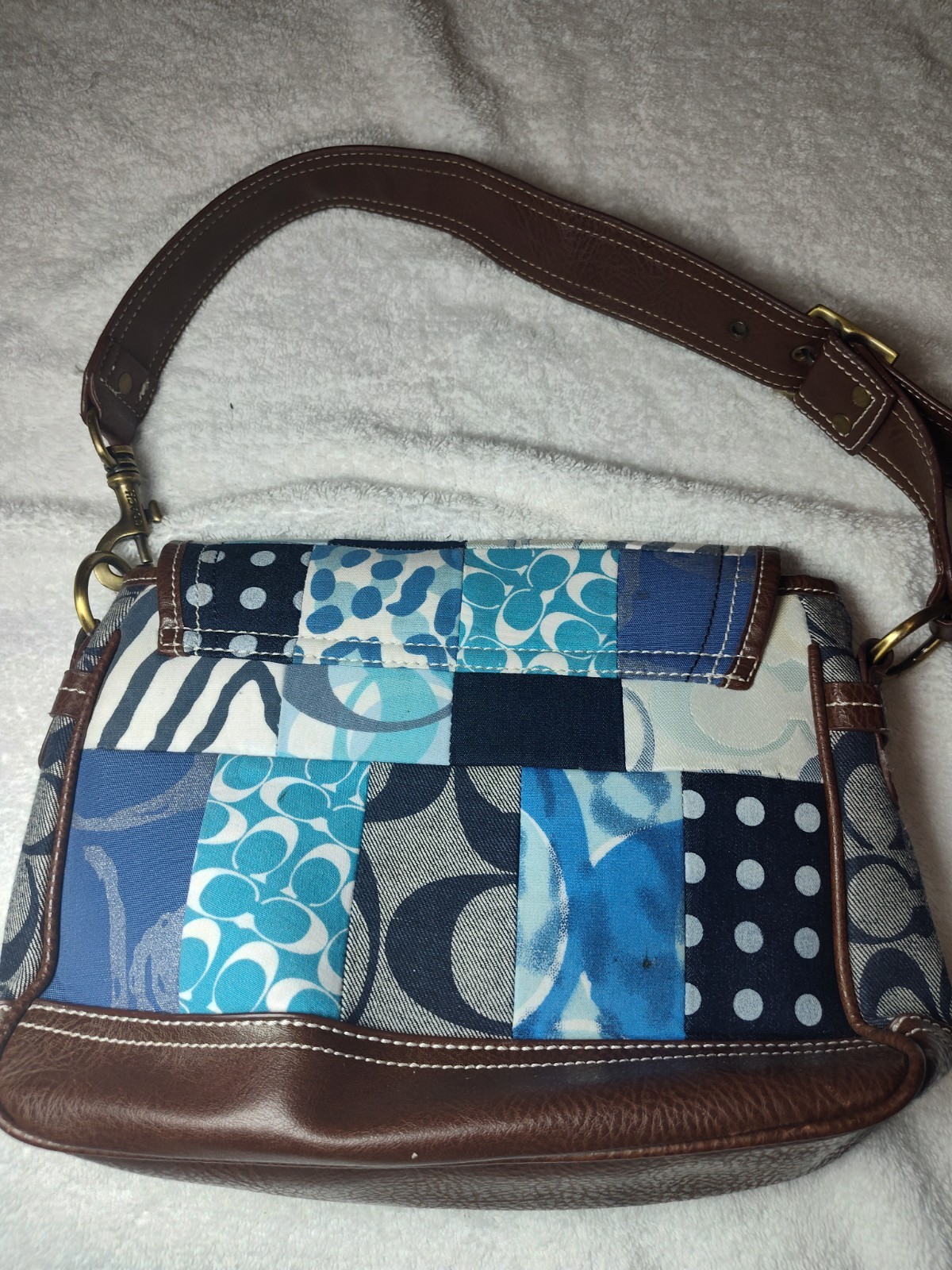 Coach Patchwork Blue Brown Multicolor Turn Lock S… - image 3