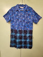 Marni x Uniqlo Collaboration Blue Floral Check Short Sleeve Dress S Size Rare Mo