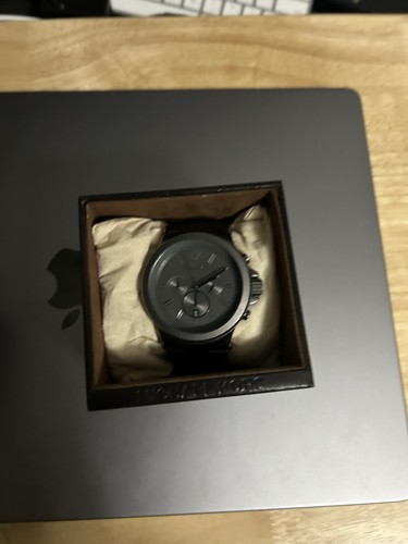 Michael Kores MK-8279 Black Dial CHRONOGRAPH DATE Black S/S QUARTZ MENS WATCH NW - Picture 4 of 6