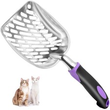 Cat Litter Scoop-Metal Scooper-Long Handle Scooper-Poop Sifting-Mesh