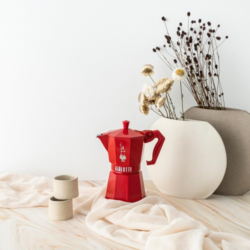 Bialetti Mocha Exclusive Italian Red 3 Cup Direct Fire Type (Coffee Maker_ - Afbeelding 2 van 7