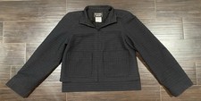 Chanel Uniform Zip Up Crop Jacket Black CC Logo Zipper Size 38 Silk Lining