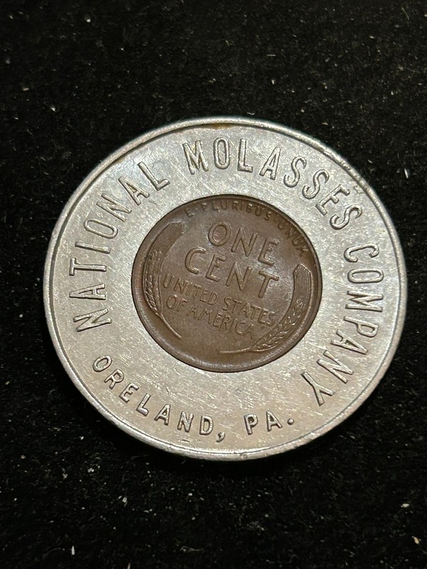 1948 Oreland Pennsylvania Encased Cent Token National Molasses Co. PA221