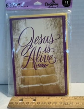 Hallmark DaySpring Easter Cards 6  Pack + Yellow Envelopes, "Jesus is Alive"