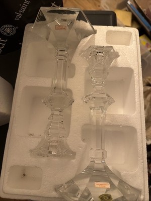 Val Saint Lambert Belgium Bonaparte Candlestick Pair crystal  