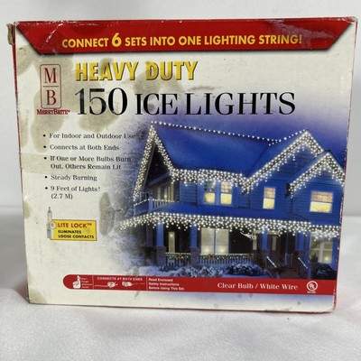 150 Christmas Icicle Lights Indoor/Outdoor Clear Lights White Wire Holiday 9 FT