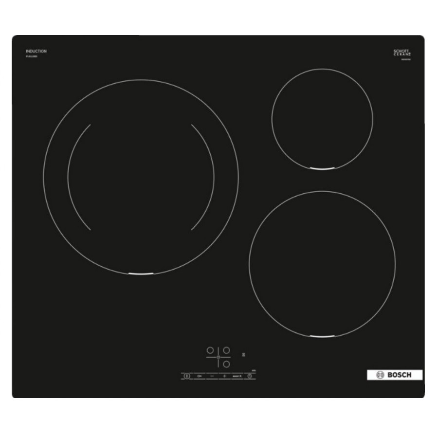 Table cuisson induction 60cm Bosch PIJ611BB5E plaque encastrable verre noir 3 feux