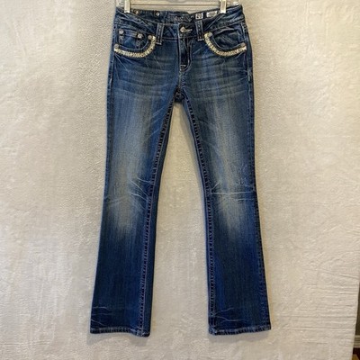 Miss Me Jeans Size 28 Boot Cut Embellished Thick Stitch Faded Western Indie Y2K