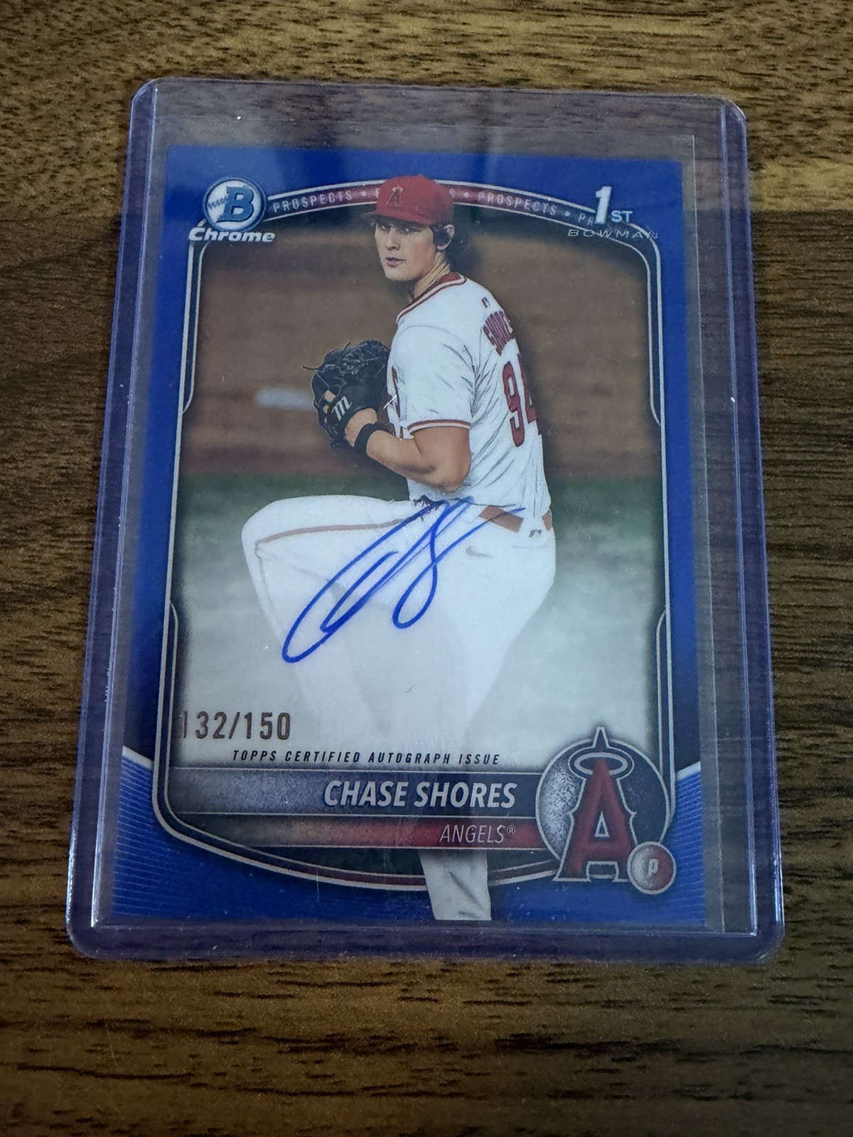 2025 Bowman Chrome Draft  1st Chase Shores True Blue Refractor Auto /150 Angels