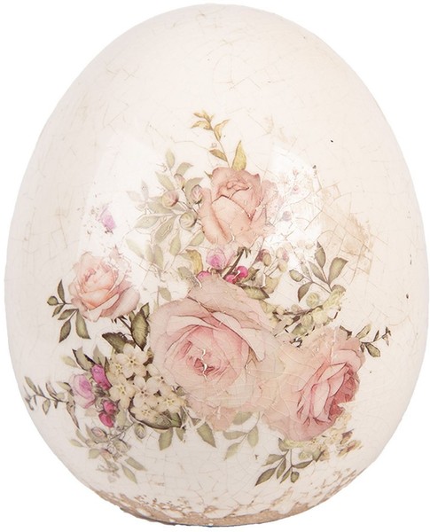 Clayre & Eef Dekoei Rosenmotiv Ø14X16 Cm Keramik Beige Rosa Vintage-image